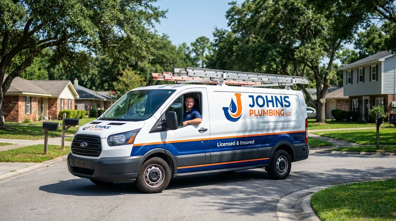 Johns Plumbing LLC service van in White Pigeon, MI