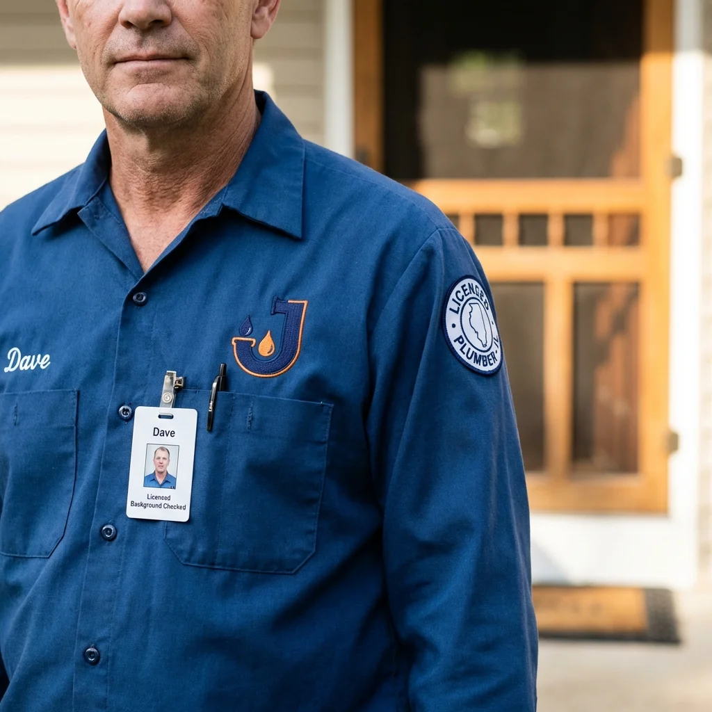 Licensed plumber showing ID badge in White Pigeon, MI