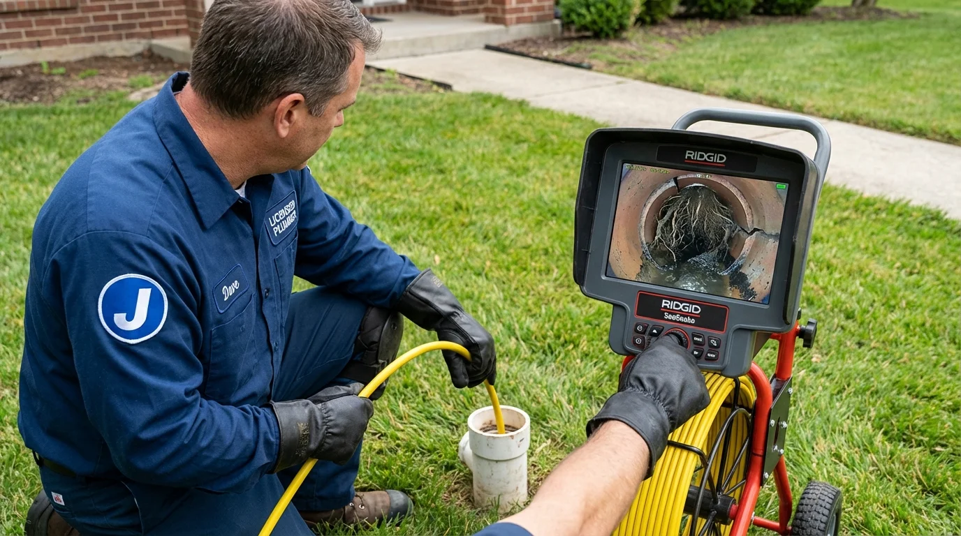 Sewer camera inspection being performed by Johns Plumbing LLC in White Pigeon